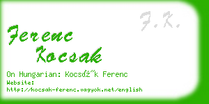 ferenc kocsak business card